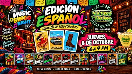 Spanish Music Bingo Night at Vatos Tacos Bakersfield