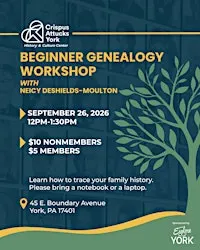 Beginner Genealogy Workshop - Buy Tickets Onsite