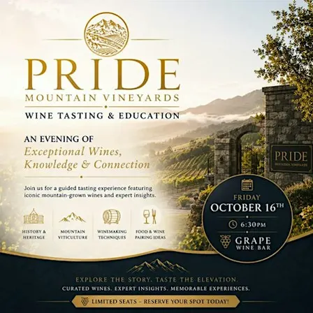 Pride Mountain Vinyards Wine Tasting & Education