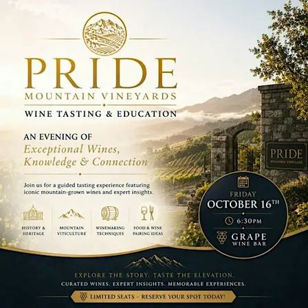 Pride Mountain Vinyards Wine Tasting & Education