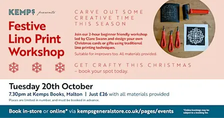 CRAFT WORKSHOP - Lino Printing for both BEGINNERS & Improvers