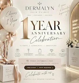 Join us as we celebrate ONE incredible year of Dermalyn Skin Clinic! ✨