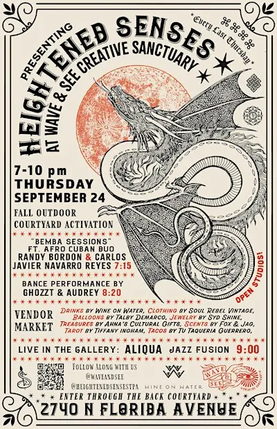 Heightened Senses : September : Jazz Fusion, Afro Cuban Duo, New Vendors