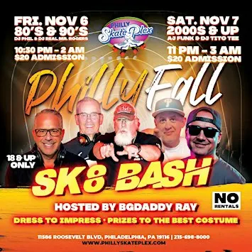 Philly Fall SK8 Bash: Skating Thru the Decades (2-Night Adult Skate Event)