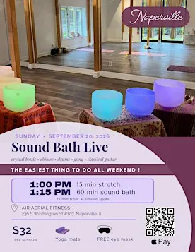 Sound Bath + Restorative Stretch | Crystal Bowls Live Music | Naperville