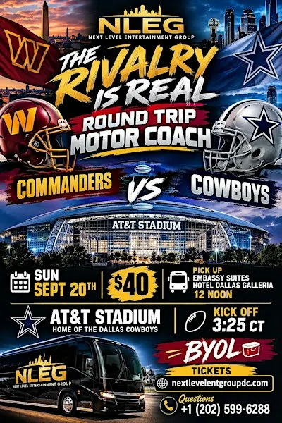 Round Trip Bus To At&t Stadium Saga Continues Washington Vs. Dallas