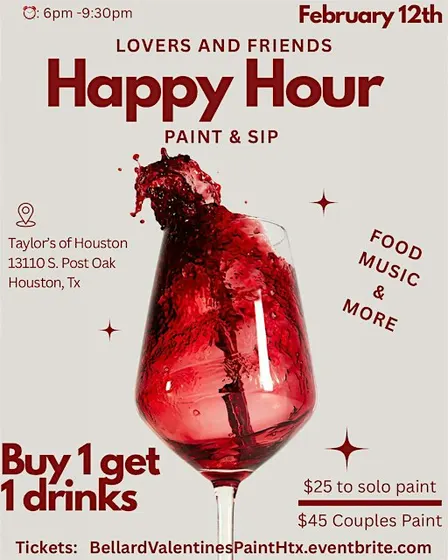 Lovers and Friends Paint & Sip Night at Taylor's of Houston