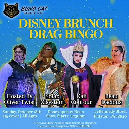 Blind Cat Beer Co Disney Brunch Drag Bingo