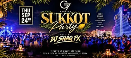 Sukkot Party at G7 Rooftop September 24th Thursday