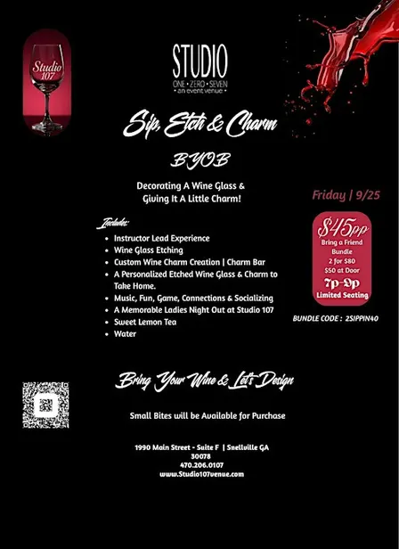 Get Ready to Sip, Etch & Charm at Studio 107!