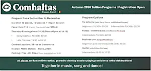 Comhaltas Brussels - Music School - 2026 Autumn/Winter Program