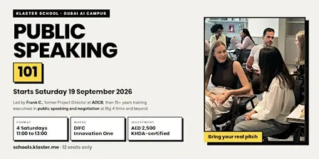 Public Speaking Course I DIFC I 2500 AED I Sept 19th-Oct 10th