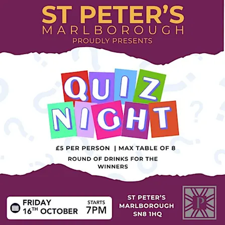 Table Booking For Quiz Night At St Peter's