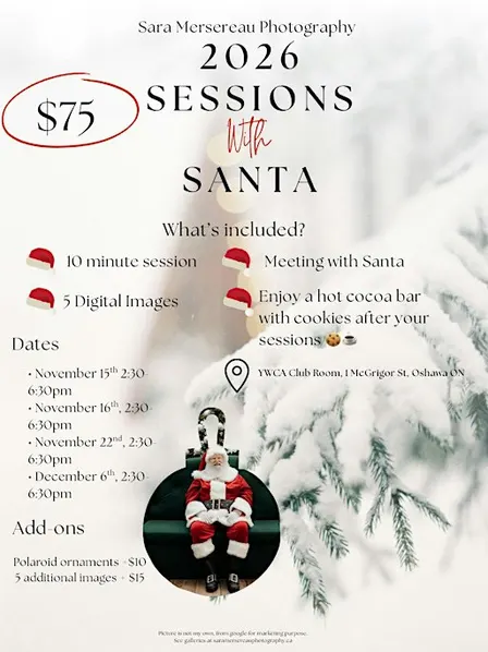 Oshawa Holiday Mini Sessions with Santa & Hot Cocoa Bar