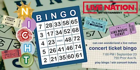 Concert Ticket Bingo! Play Bingo. Win Tickets to Upcoming Concerts.