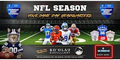 Thursday Night Football Watch Party at Ko'olau Distillery