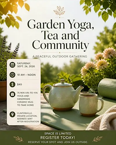Garden Yoga, Tea & Ceramics: A Peaceful Morning of Community & Contentment