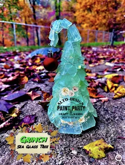 Grinch Sea Glass tree at The Bucket