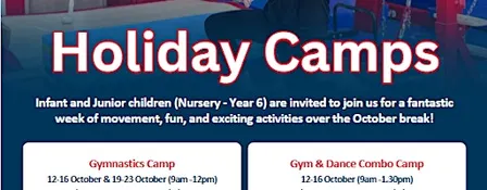 Early Bird! Infant & Junior October Gymnastics & Dance Camp