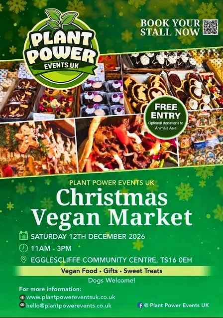 Plant Power Events UK: Christmas Vegan Market – Egglescliffe- FREE