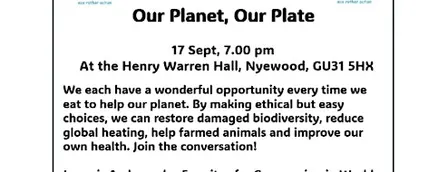 Our planet, our plate – Henry Warren Hall, Nyewood, GU31 5HX