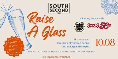 Raise a Glass! An Evening with Saz's & Eagle Park Brewing