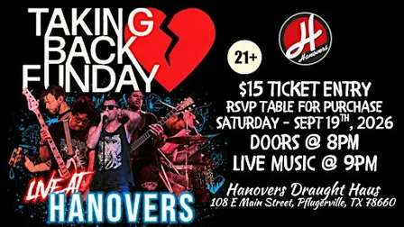 Emo Rock Night with Taking Back Funday @ Hanovers Pflugerville