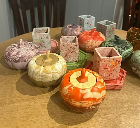 The Create & Sip Jesmonite Pumpkin Pot Workshop in Beverley with Objectify