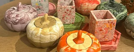 The Jesmonite Autumn Workshop in Easingwold - Pumpkins, Pots & Coasters