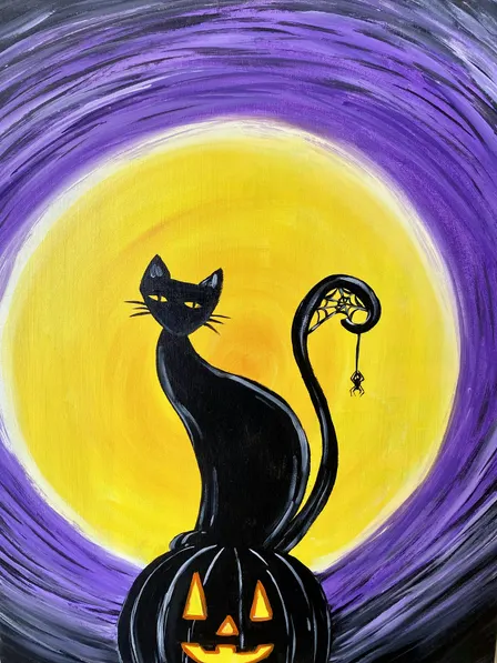 Halloween Cat paint and sip Duarte