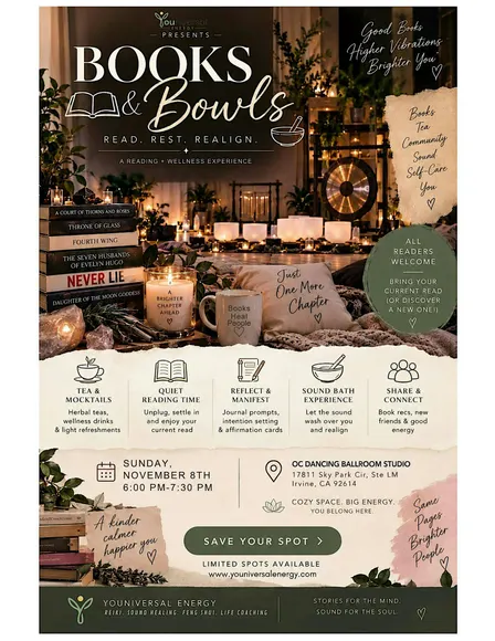 Books & Bowls: A Reading & Sound Bath Wellness Experience
