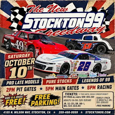 Stockton 99 Speedway Oct. 10: Fast Cars & Family Fun!