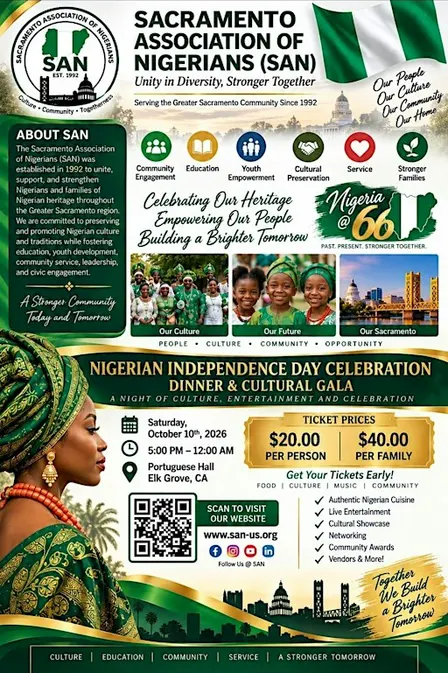 Sacramento Association of Nigerians Independence Celebration. October 10th
