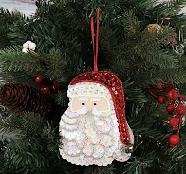 Hand embroidery with beads- Create your own hanging Christmas decoration