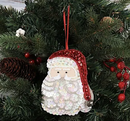 Hand embroidery with beads- Create your own hanging Christmas decoration