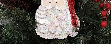 Hand embroidery with beads- Create your own hanging Christmas decoration
