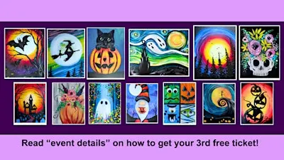 Paint and sip: Halloween Celebrations (buy 2 tickets and get a 3rd free!)