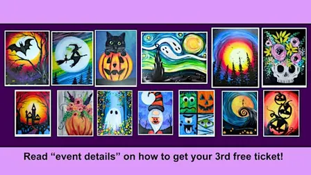 Paint and sip: Halloween Celebrations (buy 2 tickets and get a 3rd free!)