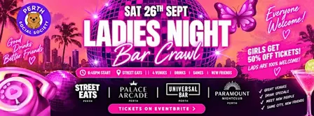 Perth Social Society: Ladies Night Bar Crawl