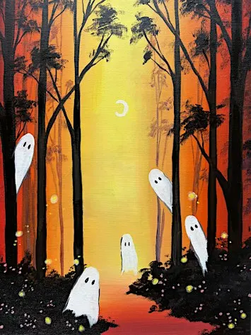 Spooky Forest Paint and Sip in Orange! Halloween fun!