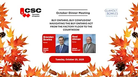 CSC Toronto Chapter's October 20, 2026 Dinner Meeting