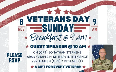 Free Veterans Day Sunday Breakfast and Special Guest Speaker