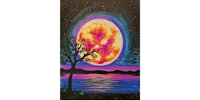 Neon Glowing Moon - Paint and Sip in Chicago | Classpop!™