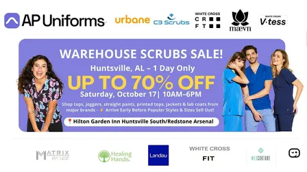 Warehouse Scrubs Sale – Huntsville, AL– 1 Day Only