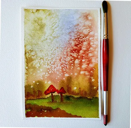 Mini Watercolor Mushroom Landscapes