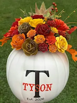 Pumpkin paper flower arrangement class at Downingtown Vintage 10/21/2026
