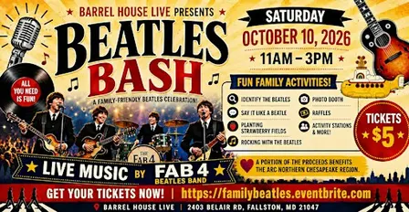 Family-Friendly Beatles Bash with The Fab 4 at Barrel House Live!