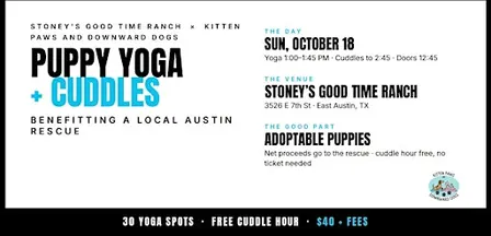 Puppy Yoga + Cuddles at Stoney's Benefitting a Local Austin Rescue