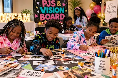PJ's and Vision Board