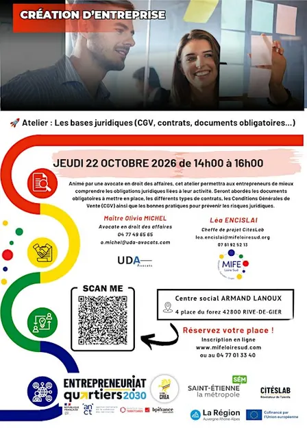 Atelier : Les bases juridiques à RIVE DE GIER (CGV, contrats...)